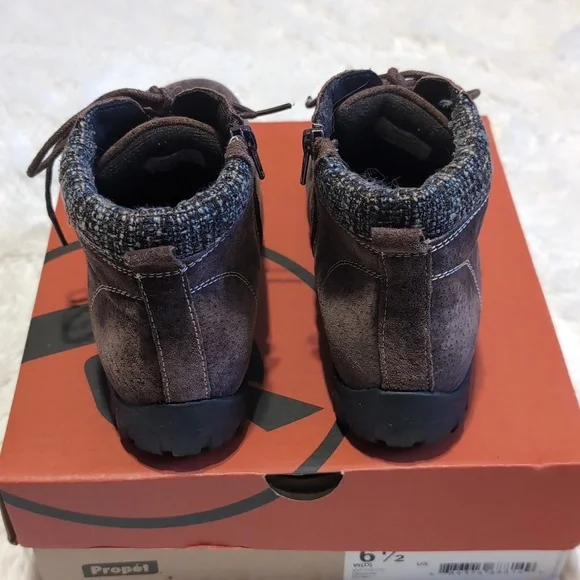 Propet Delaney Brown Suede Leather Lace Up Boots Size 6.5 Wide - Picture 5 of 12